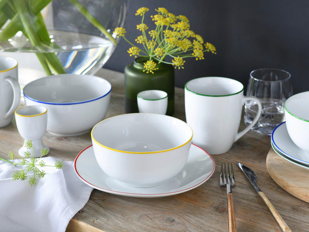 FRUKOSTSERVIS Luna Color Line Color  - vit högglans/multicolor, Basics, keramik (30/30/26cm) - Creatable