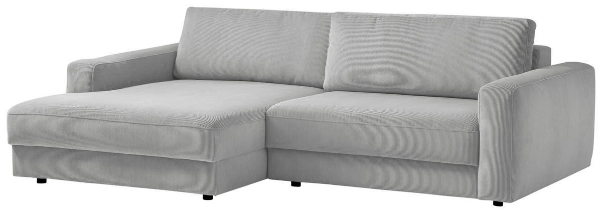 ECKSOFA in Cord Grau  - Schwarz/Grau, Modern, Textil (176/250cm) - Trendmanufaktur