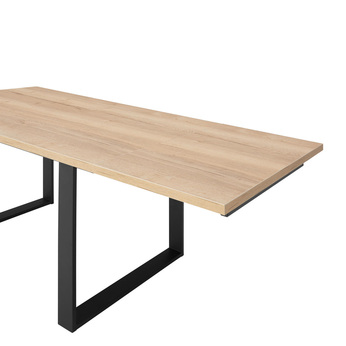 ESSTISCH in Metall, Holzwerkstoff 180/90/76 cm  - Eichefarben/Schwarz, Konventionell, Holzwerkstoff/Metall (180/90/76cm) - Venda