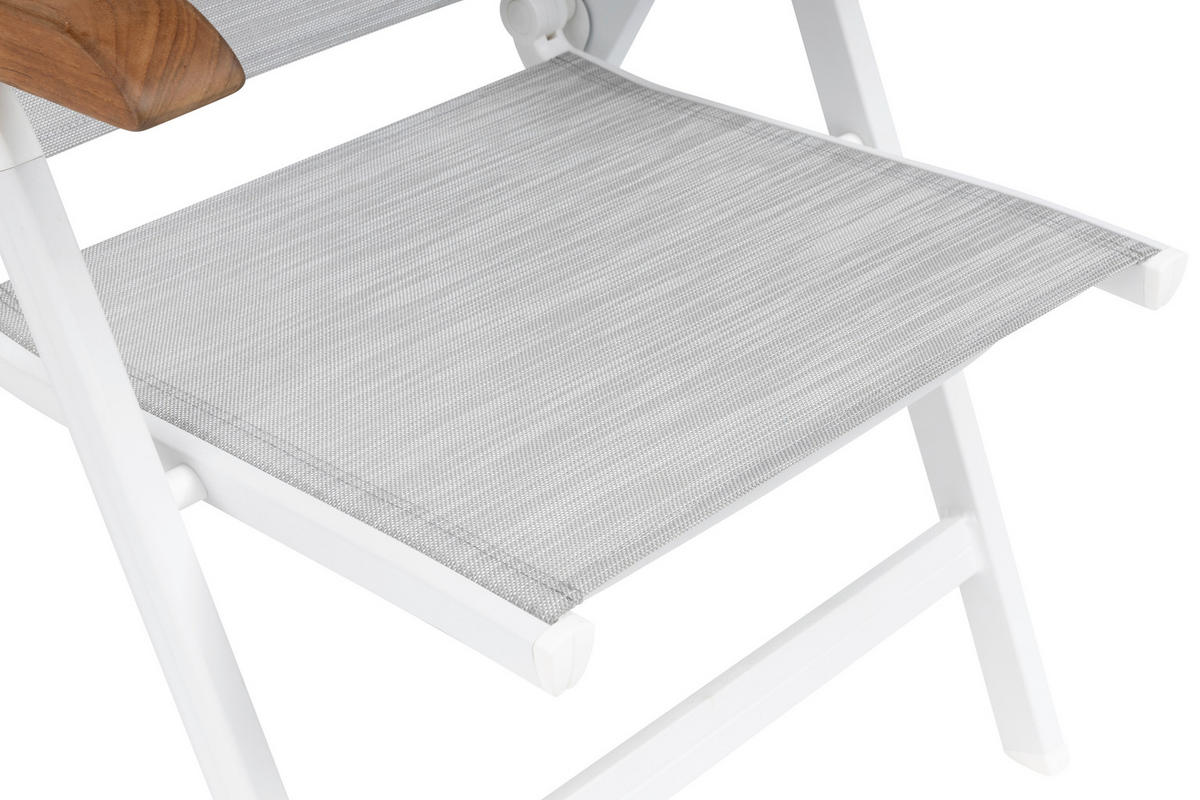 GARTENKLAPPSESSEL Teakholz Aluminium Naturfarben, Weiß, Hellgrau  - Hellgrau/Naturfarben, Basics, Holz/Textil (61/109/65cm) - Kettler