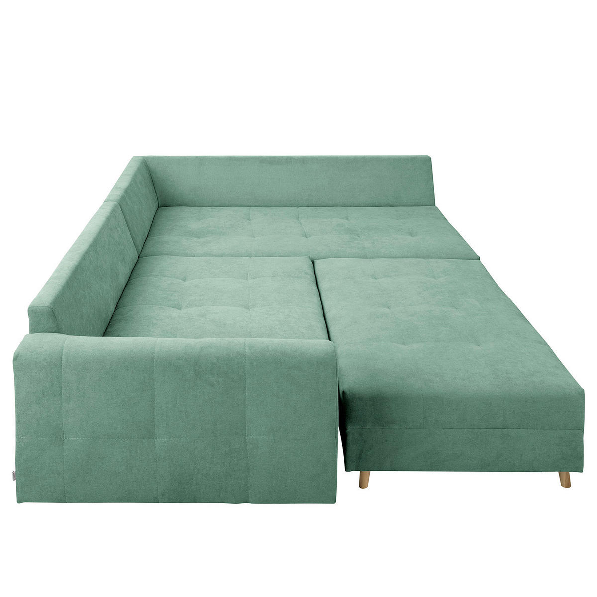 ECKSOFA inkl. Hocker Ariella in Mikrofaser Mintgrün  161/231 cm  - Naturfarben/Mintgrün, Design, Holz/Textil (161/231cm) - Livetastic