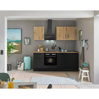 KÜCHENBLOCK 210 cm   in Schwarz, Eiche Artisan  - Schwarz/Eiche Artisan, Basics, Holzwerkstoff/Metall (210cm) - MID.YOU