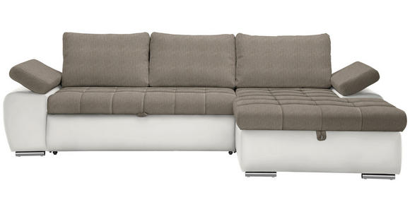 ECKSOFA  in Flachgewebe Weiß, Beige  271/175 cm  - Beige/Weiß, Design, Kunststoff/Textil (271/175cm) - Xora
