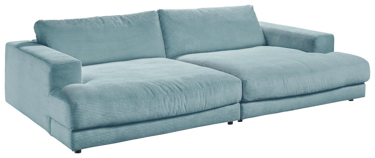 MEGASOFA in Cord Hellblau  - Schwarz/Hellblau, Design, Kunststoff/Textil (290/86/170cm) - Pure Home Lifestyle