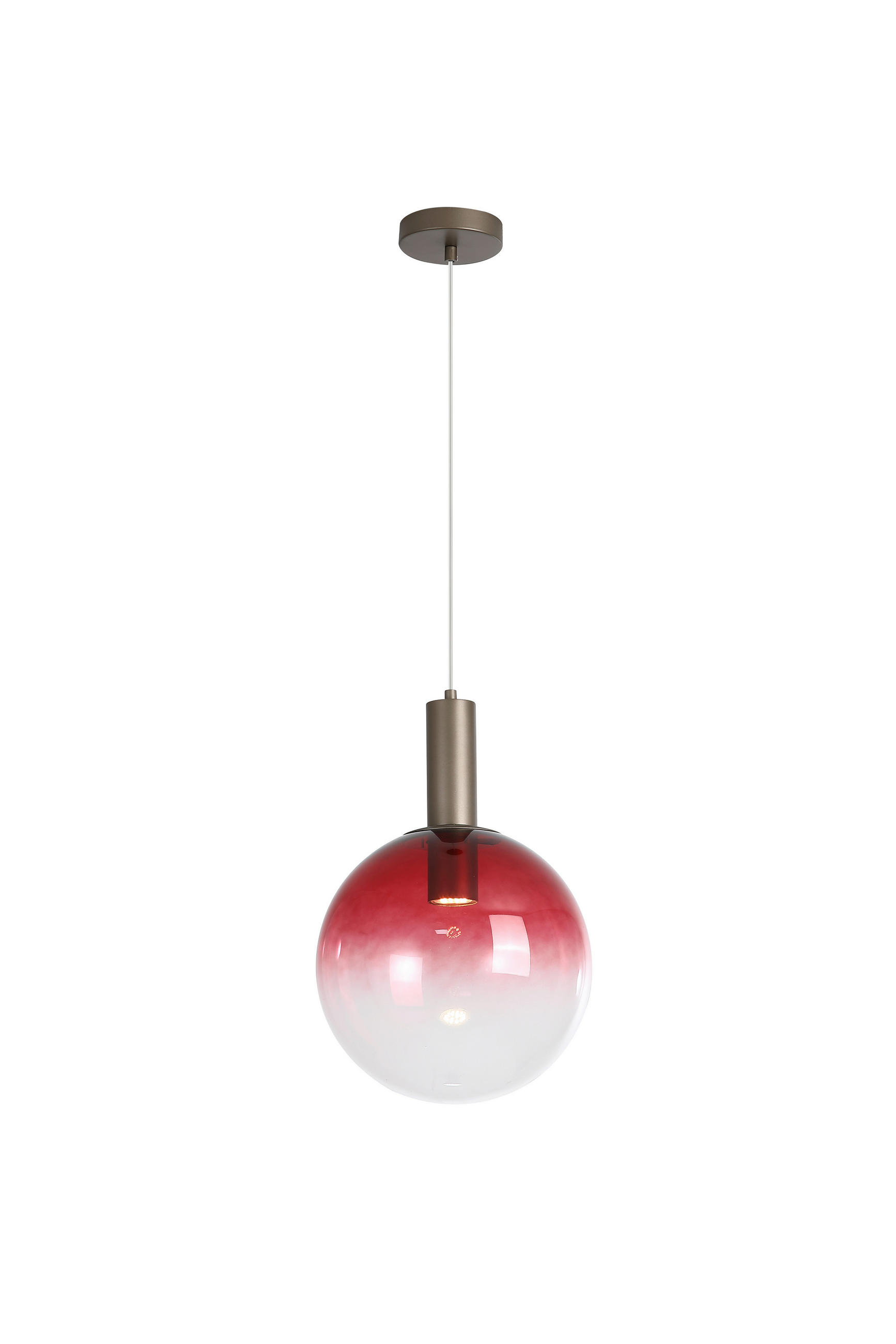 HÄNGELEUCHTE Ombre 30/120 cm  - Rot/Mokka, Design, Glas/Metall (30/120cm)