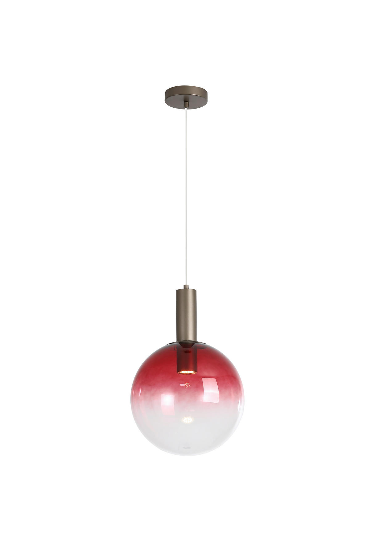 HÄNGELEUCHTE Ombre 30/120 cm  - Rot/Mokka, Design, Glas/Metall (30/120cm)