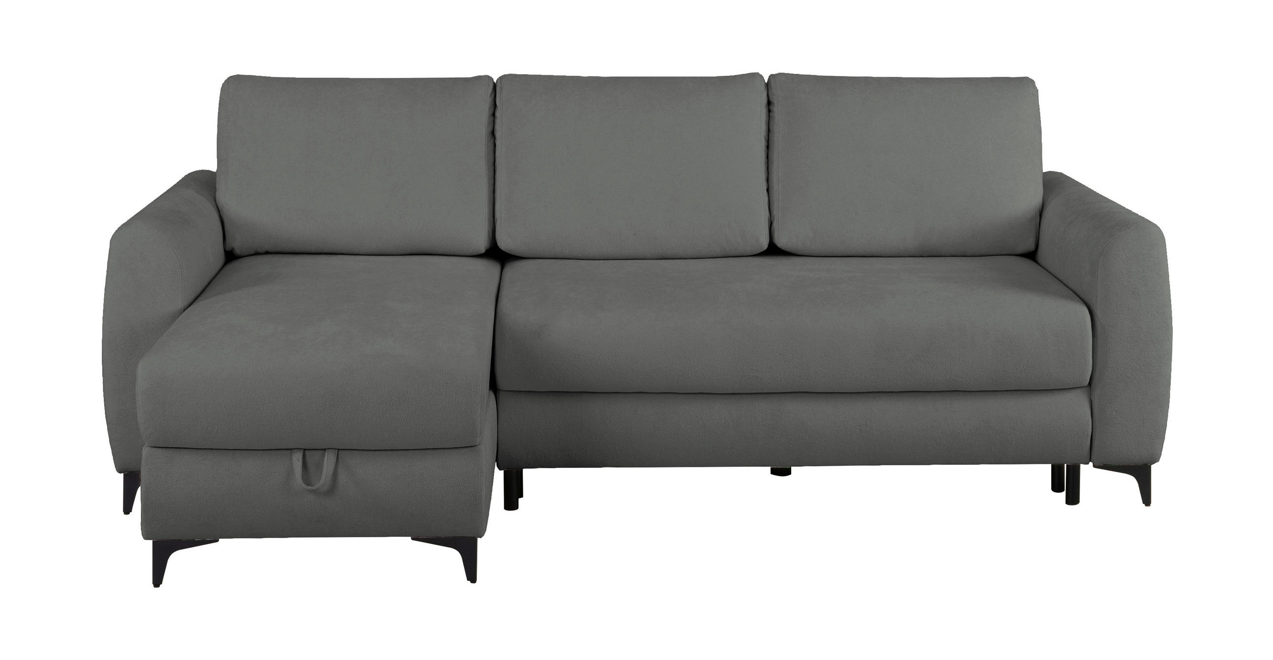 ECKSOFA Moli Dunkelgrau Bouclé  - Dunkelgrau/Schwarz, Design, Textil/Metall (236/148cm) - MID.YOU