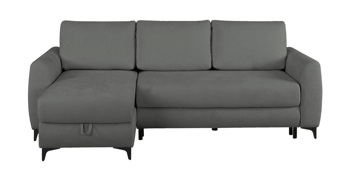 ECKSOFA Moli Dunkelgrau Bouclé  - Dunkelgrau/Schwarz, Design, Textil/Metall (236/148cm) - MID.YOU