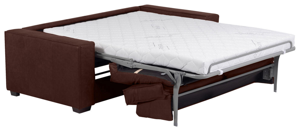 SCHLAFSOFA in Echtleder Braun  - Dunkelbraun/Braun, Design, Leder/Holz (203/85/99cm) - MID.YOU