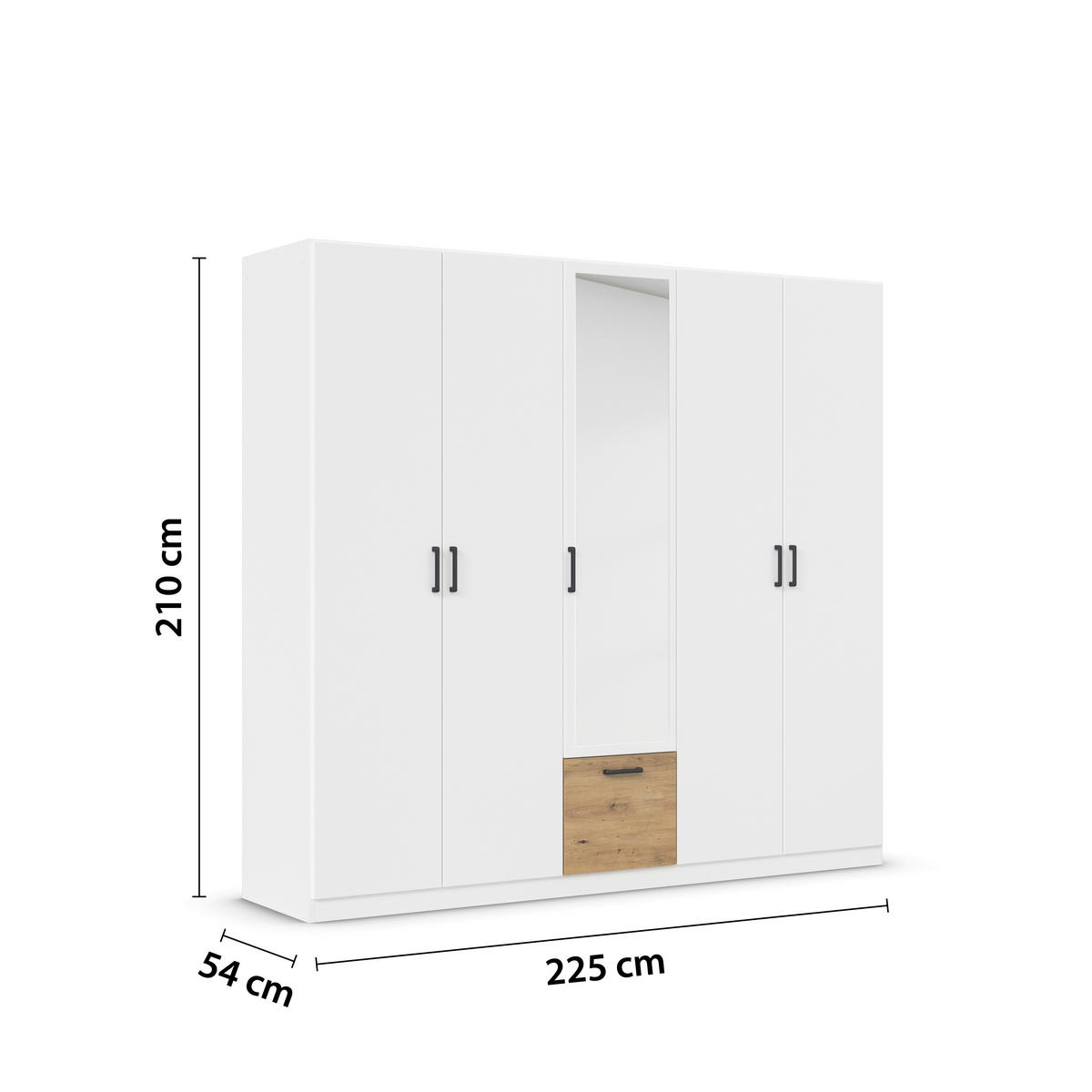 KLEIDERSCHRANK in Weiss, Eiche Artisan  - Weiss/Eiche Artisan, Basics, Holzwerkstoff/Metall (226/210/54cm) - Boxxx