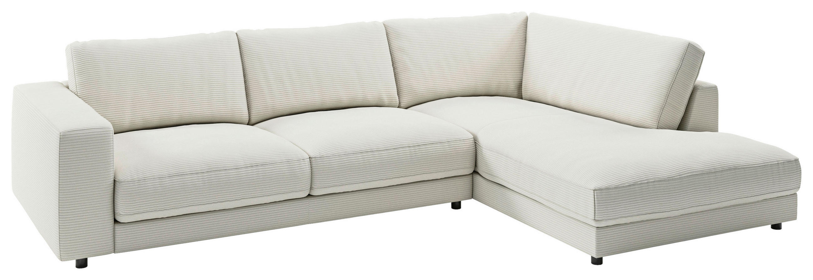 ECKSOFA 979 in Cord Hellgrau  325/224 cm  - Hellgrau/Schwarz, Design, Kunststoff/Textil (325/224cm) - Pure Home Lifestyle