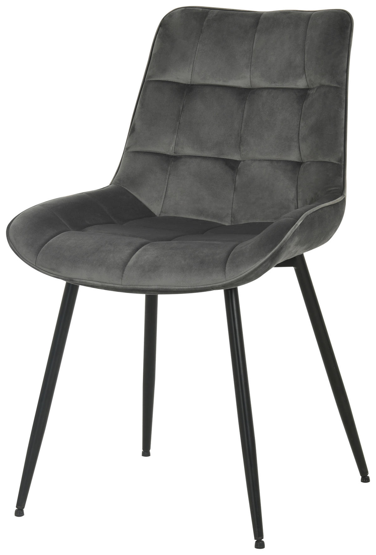 STUHL Samt Grau Pappel Sperrholz  - Schwarz/Grau, MODERN, Holz/Textil (49/85/61cm) - MID.YOU