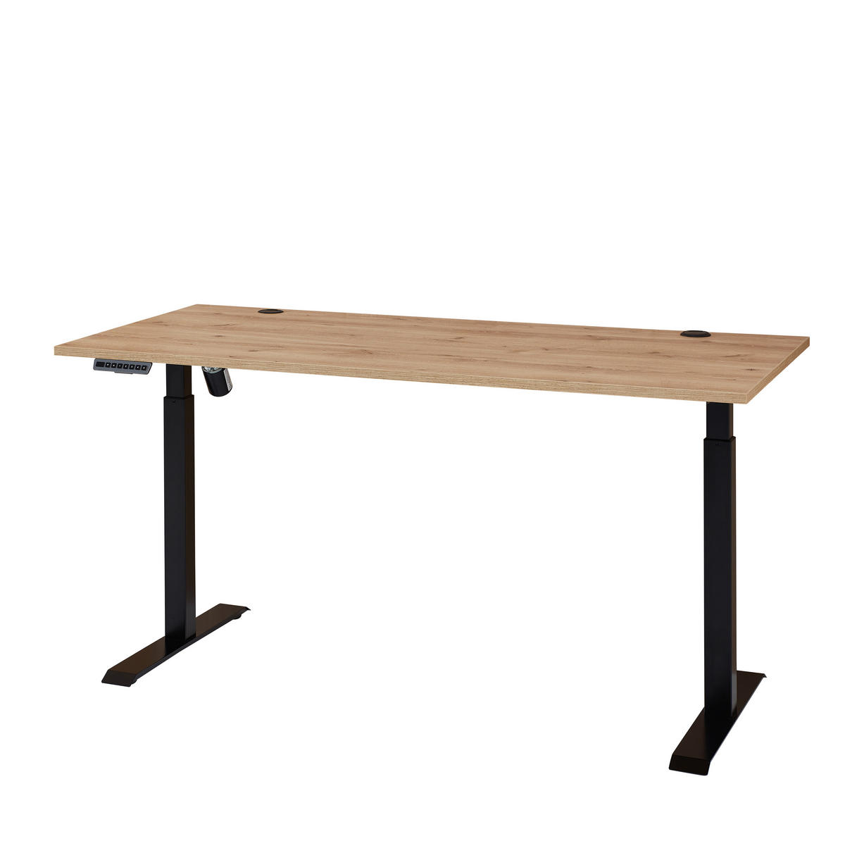 SCHREIBTISCH 160/77/72-120 cm  in Eiche Artisan  - Schwarz/Eiche Artisan, Modern, Holzwerkstoff/Metall (160/77/72-120cm) - MID.YOU