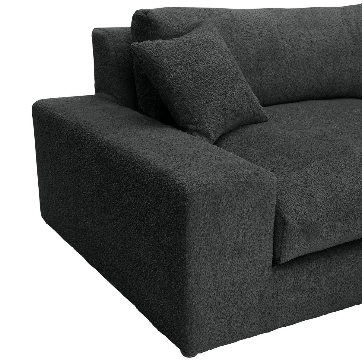 ECKSOFA  Anthrazit Bouclé  - Greige/Anthrazit, MODERN, Kunststoff/Textil (255/255cm) - Landscape