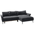 ECKSOFA Schwarz Chenille  - Schwarz, KONVENTIONELL, Textil/Metall (255/164cm) - Carryhome