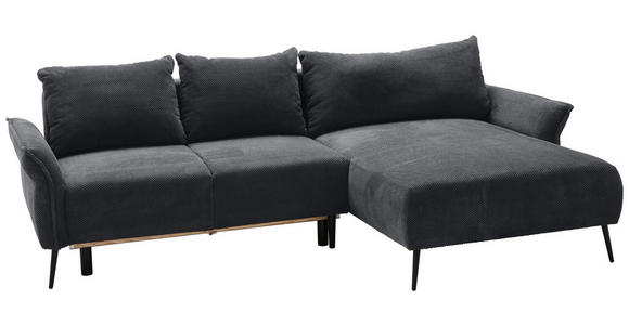 ECKSOFA Schwarz Chenille  - Schwarz, KONVENTIONELL, Textil/Metall (255/164cm) - Carryhome