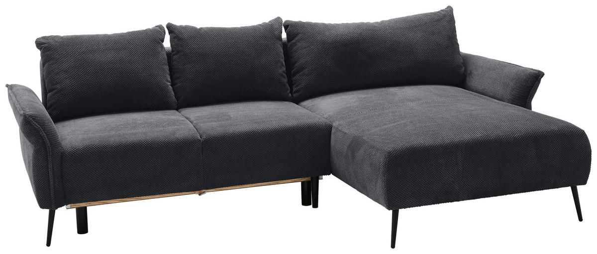 ECKSOFA in Chenille Schwarz  - Schwarz, Konventionell, Textil/Metall (255/164cm) - Carryhome