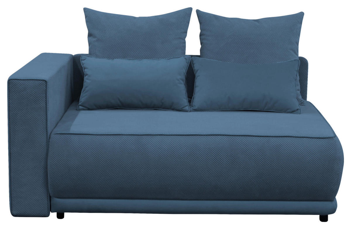 RÉCAMIERE Blau Plüsch  - Blau/Schwarz, Design, Kunststoff/Textil (168/73/99cm) - MID.YOU