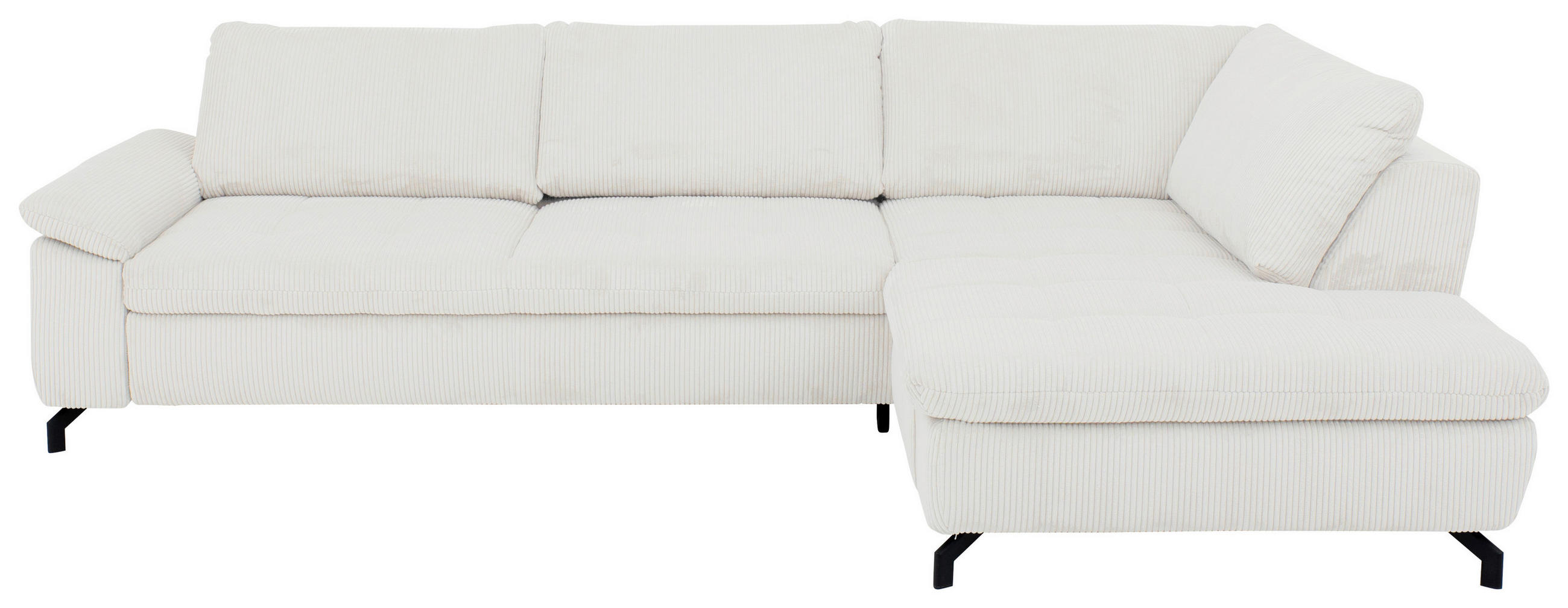 ECKSOFA Creme, Naturfarben Cord, Velours  - Creme/Schwarz, Design, Textil/Metall (291/197cm) - Beldomo Style