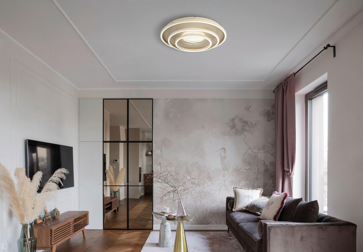 LED-DECKENLEUCHTE 51,1/10,8 cm   - Sandfarben/Weiß, Design, Kunststoff/Metall (51,1/10,8cm) - Globo