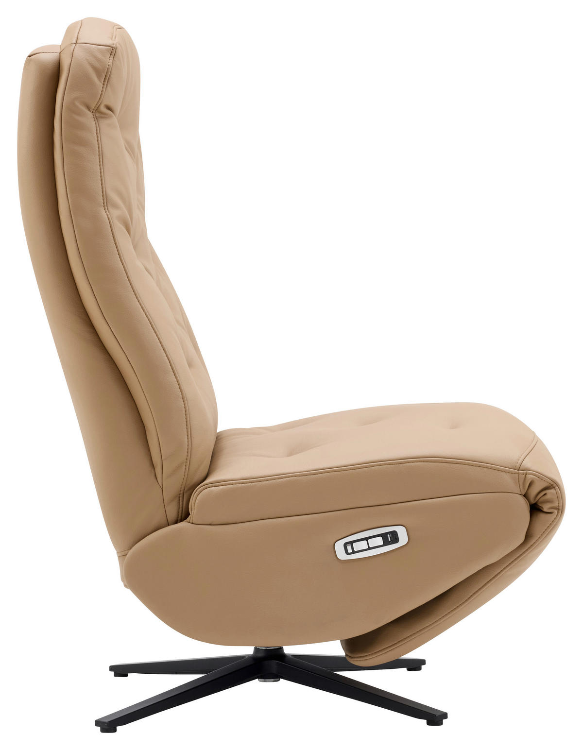 RELAXSESSEL Webstoff Relaxfunktion, Fußteilverstellung    - Beige/Schwarz, Design, Textil/Metall (68/113/84cm) - Livetastic
