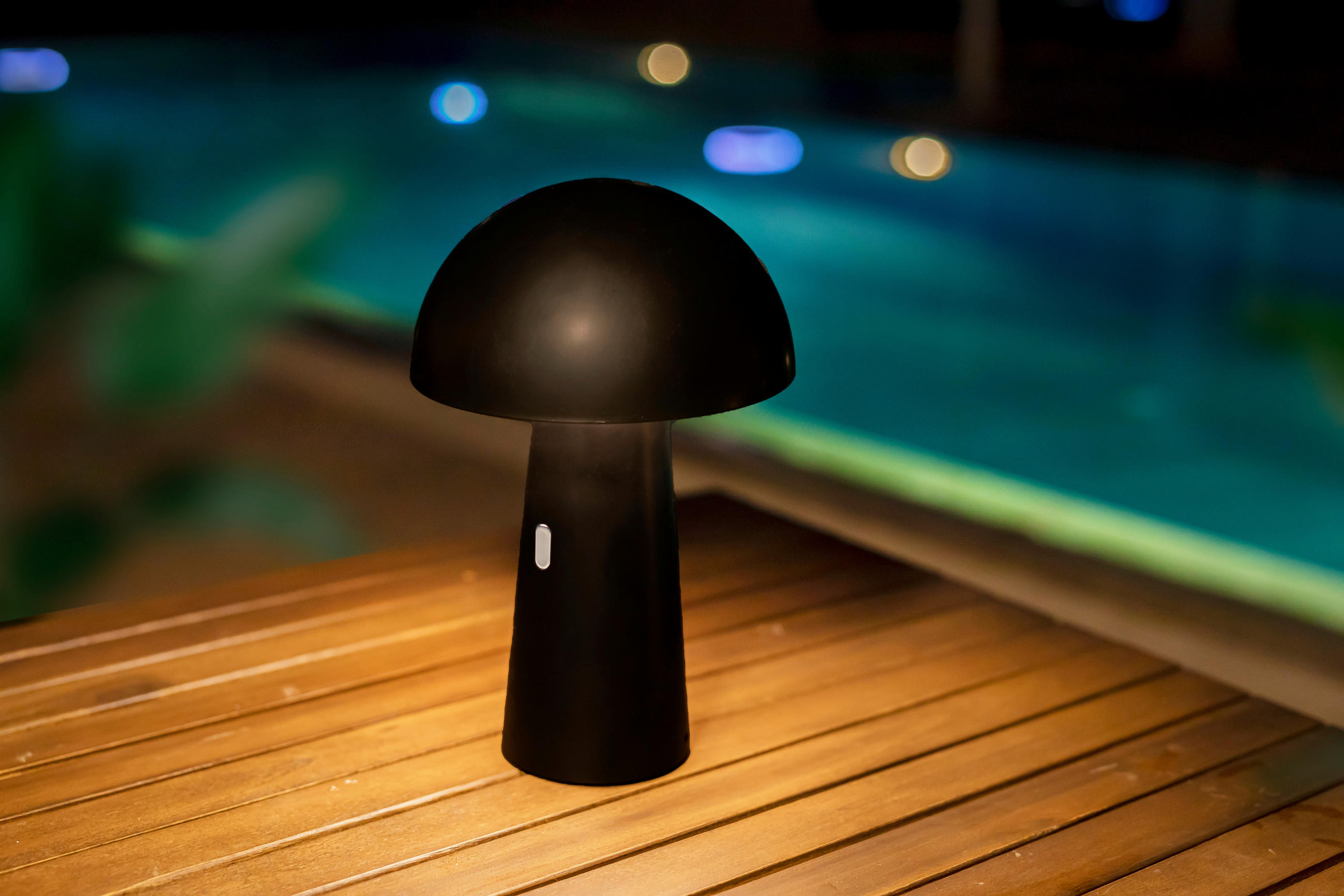 AKKU-TISCHLEUCHTE Shitake 16,5/25,5/16,5 cm   - Schwarz, Design, Kunststoff (16,5/25,5/16,5cm) - New Garden