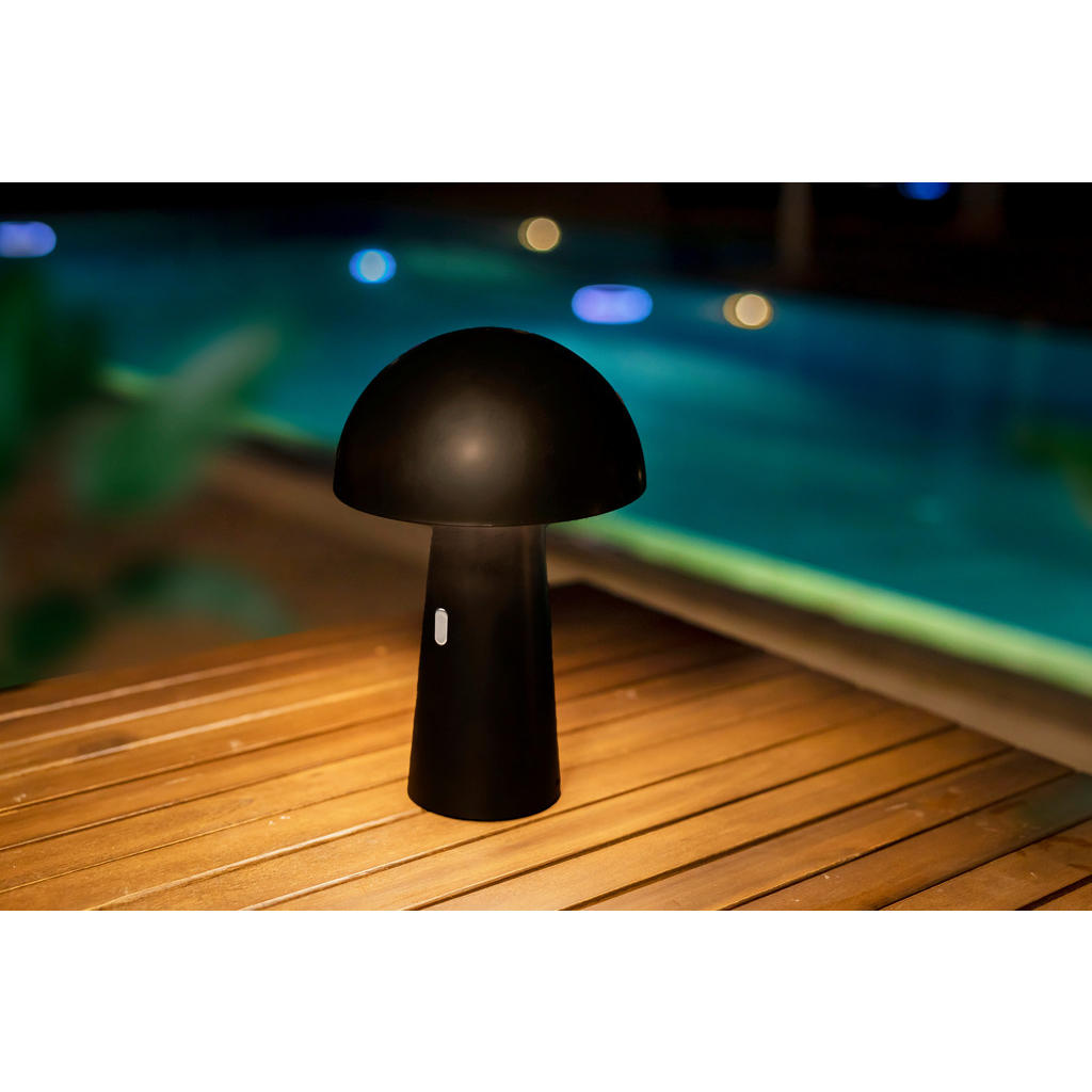 Thumbnail - New Garden Akku-Tischleuchte Shitake, Schwarz, Kunststoff, 16.5x25.5x16.5 cm, 3-fach schaltbar, Touch-Schalter (on/off),...