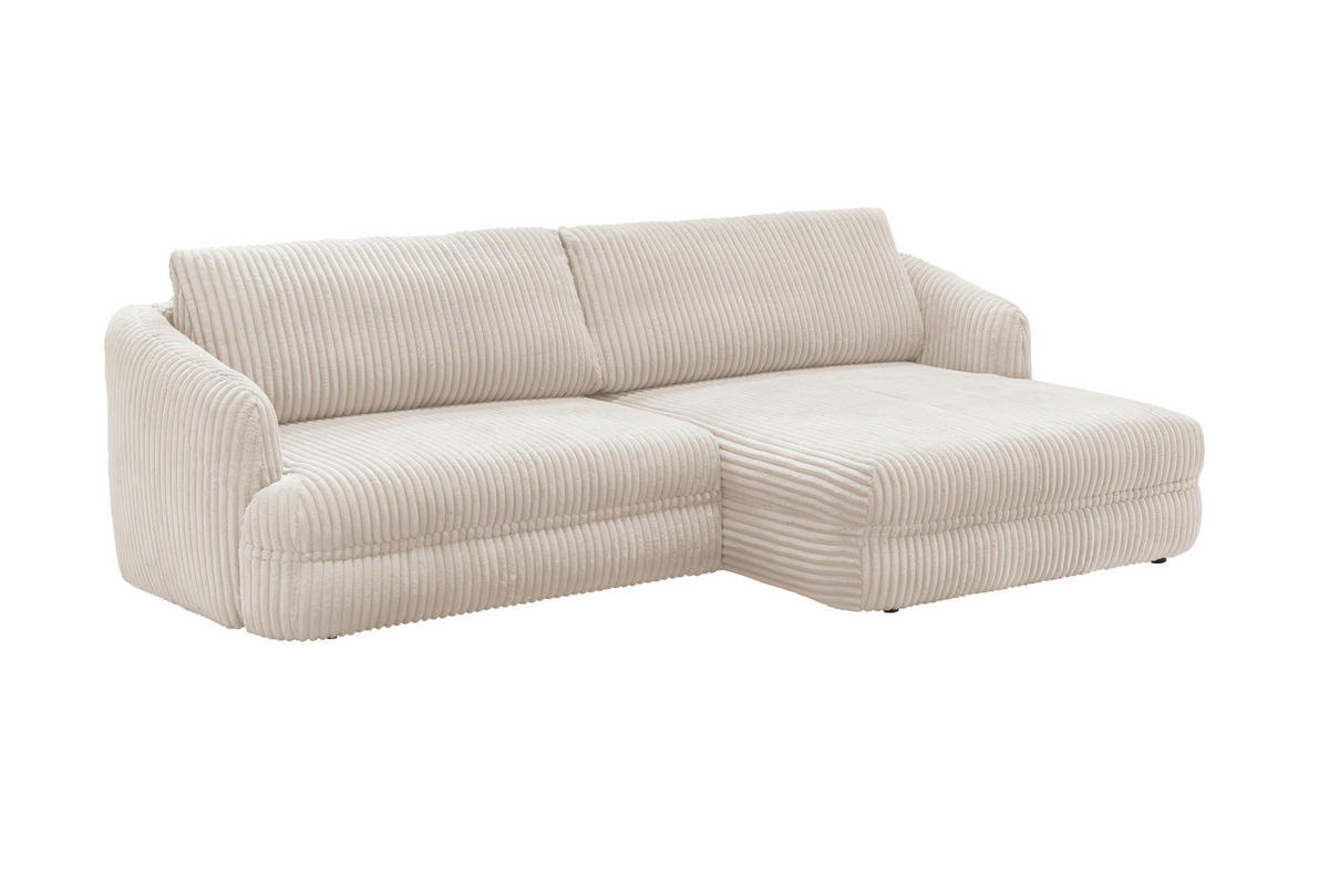 ECKSOFA in Cord Creme  - Creme/Schwarz, Design, Kunststoff/Textil (284/161cm) - Livetastic