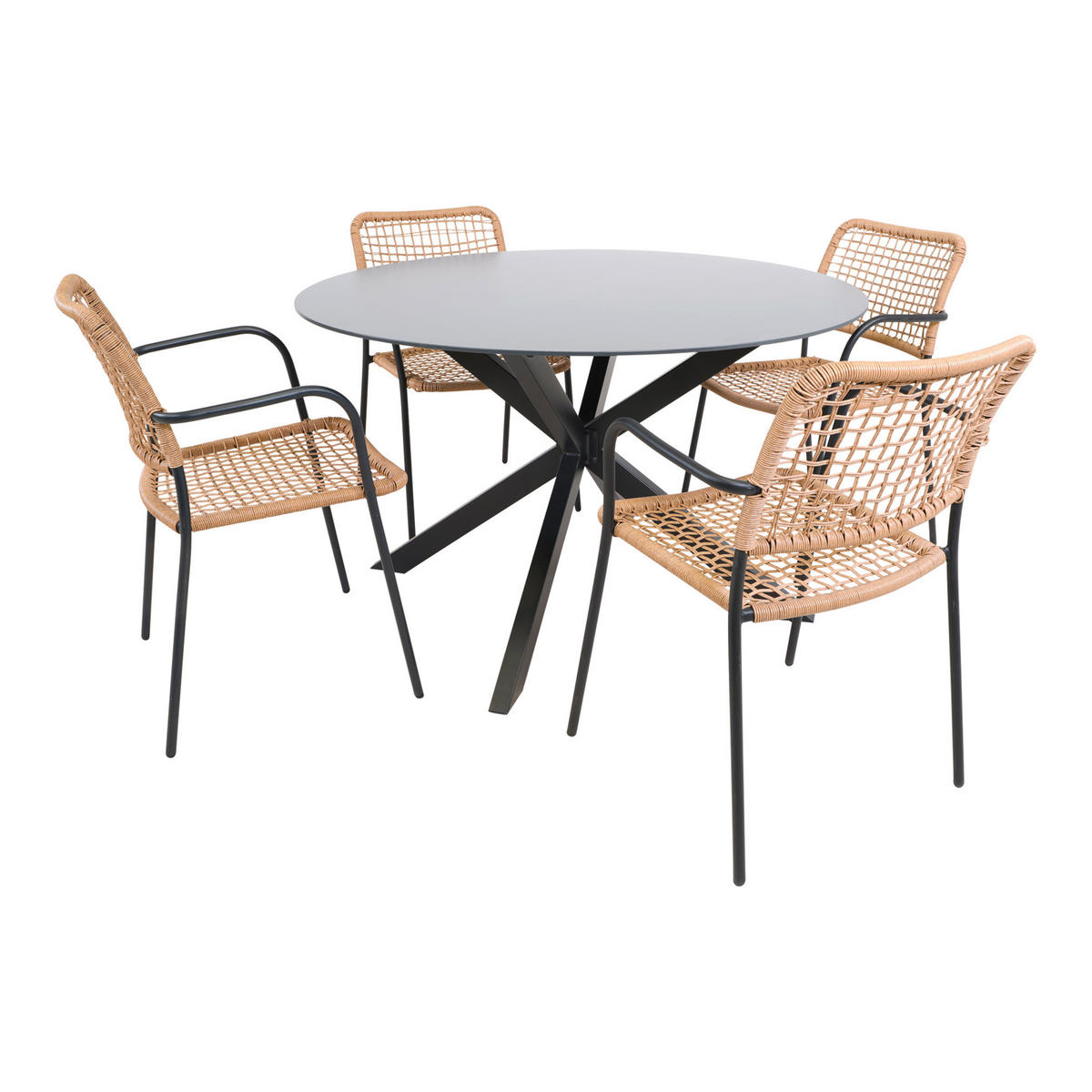 KERTI ASZTAL  120/71 cm  - fekete/szürke, Konventionell, Üveg/fém (120/71cm) - Ambia Garden