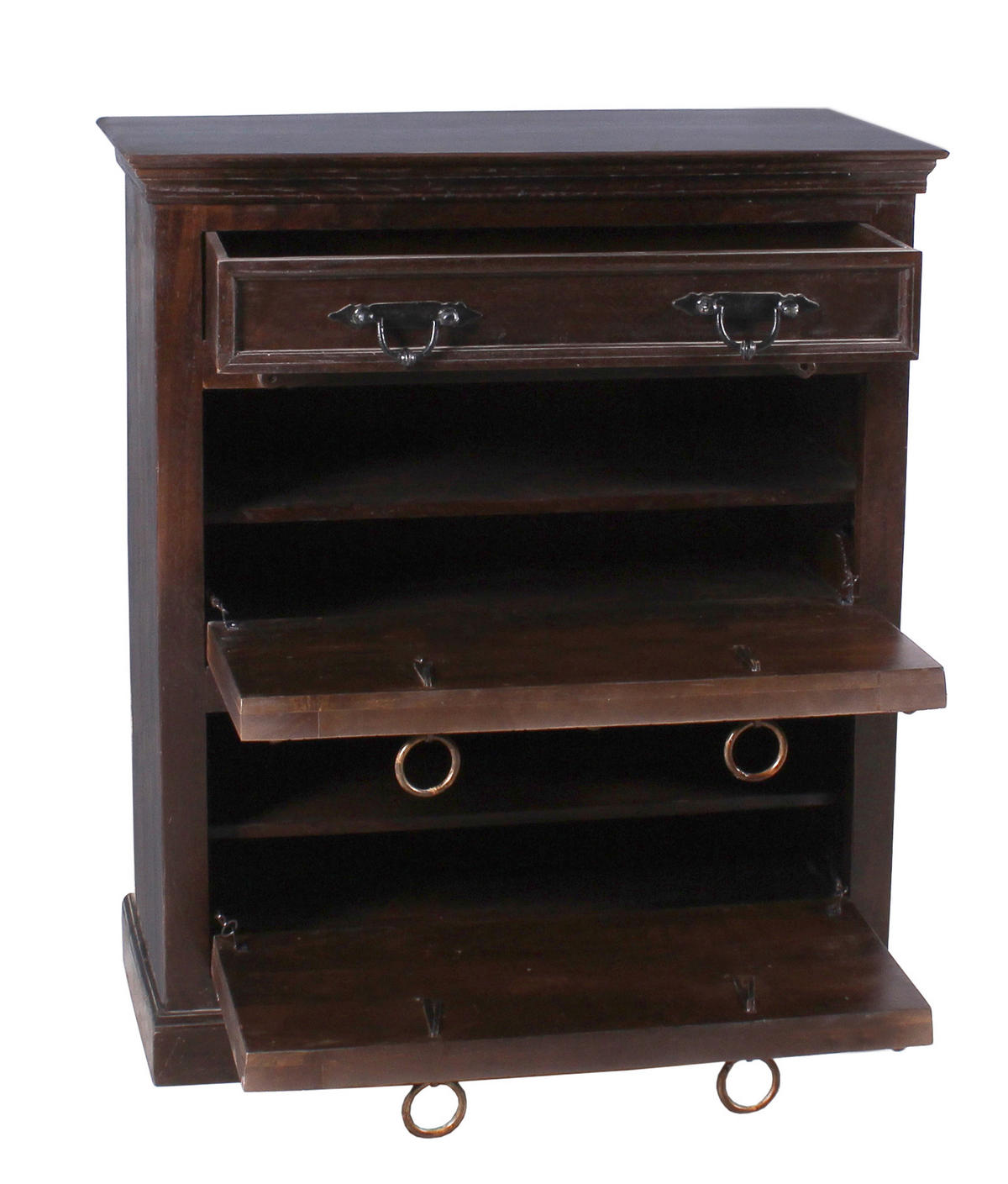 SCHUHSCHRANK Altholz massiv Braun  - Messingfarben/Braun, Design, Holz/Metall (85/90/40cm) - MID.YOU