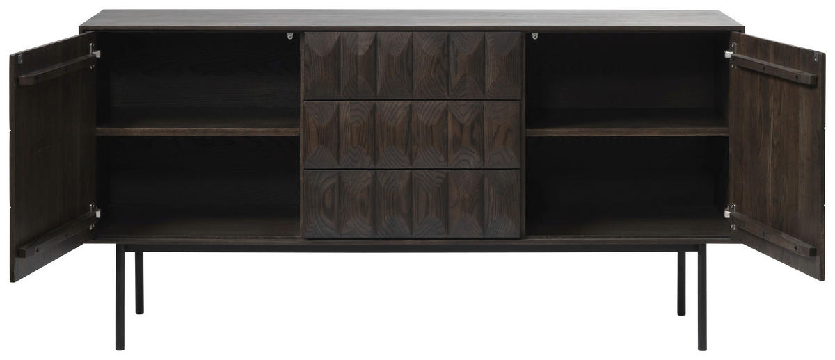 SIDEBOARD LATINA SIDEBOARD 3 SECTION  in 160/79/45 cm  - Dunkelbraun/Schwarz, MODERN, Holzwerkstoff/Metall (160/79/45cm) - Carryhome
