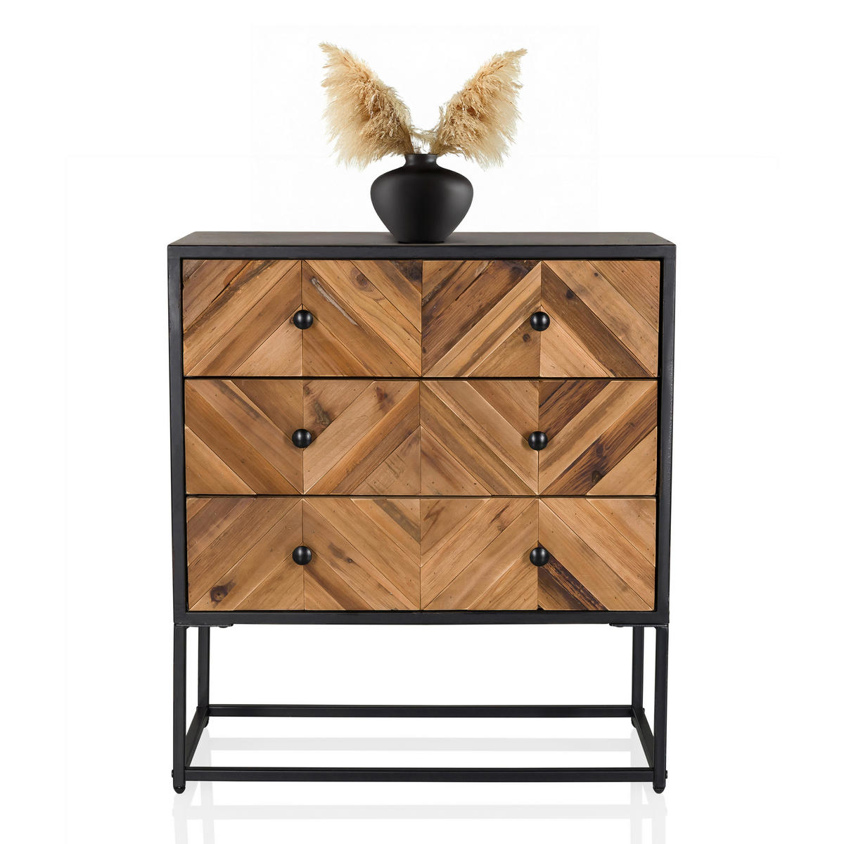 SIDEBOARD  in 63/70,5/32 cm  - Dunkelbraun/Schwarz, MODERN, Holz/Metall (63/70,5/32cm) - MID.YOU