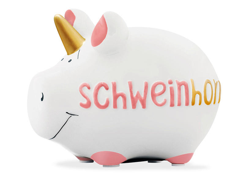 SPARDOSE  - Pink/Goldfarben, Basics, Keramik (12,5/9/9cm)