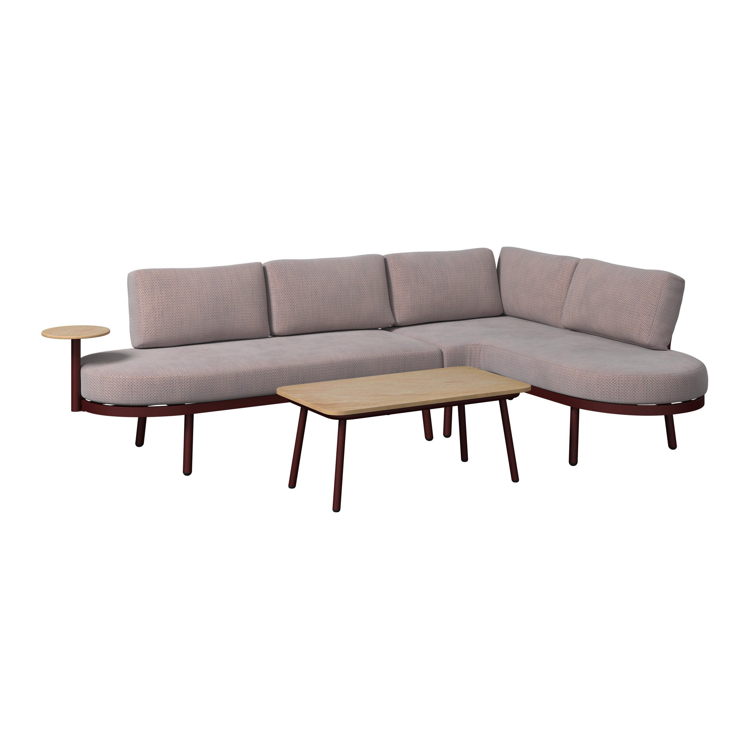 Set Lounge 4 piese  255/165 cm   - crem/roșu burgund, Modern, plastic/metal (255/165cm) - Ambia Garden