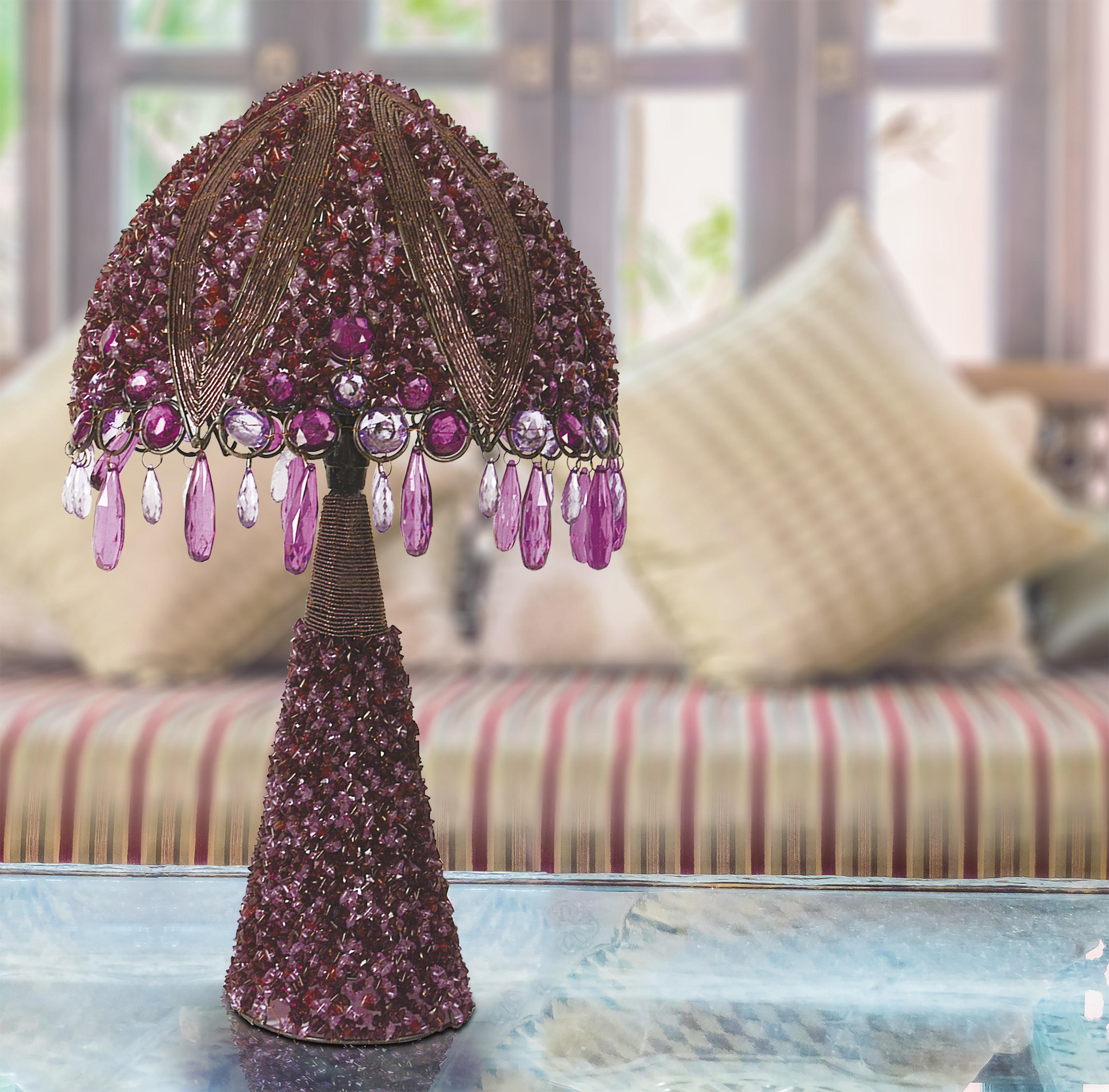 TISCHLEUCHTE 30/53 cm   - Violett, LIFESTYLE, Kunststoff/Metall (30/53cm) - Näve