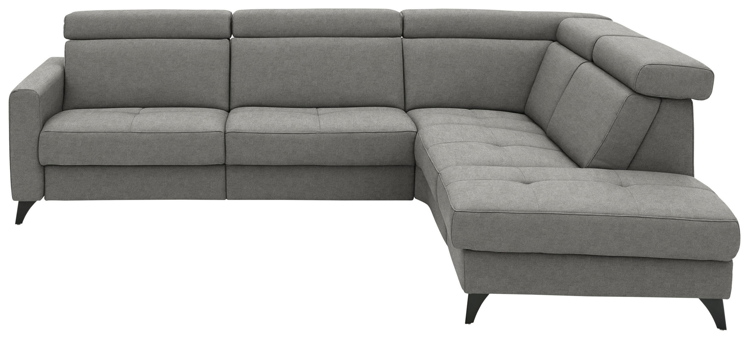 ECKSOFA Flachgewebe Grau  - Schwarz/Grau, Konventionell, Textil/Metall (276/214cm) - Beldomo System