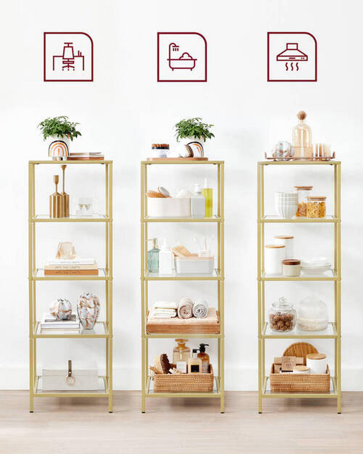 REGAL Goldfarben  - Goldfarben, Trend, Glas/Metall (40/124,5/30cm) - Boxxx
