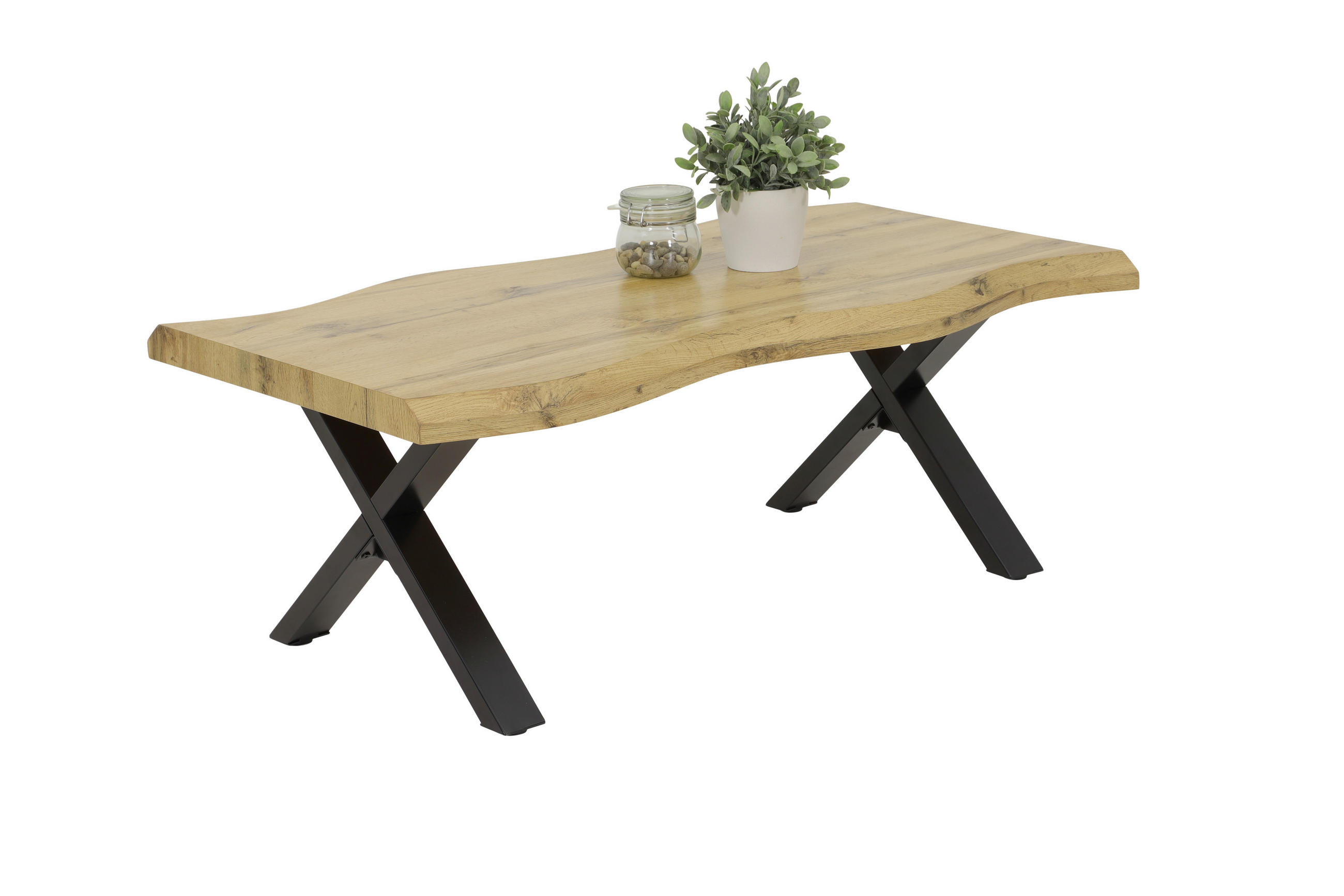 COUCHTISCH 110/60/42 cm rechteckig Schwarz, Wildeiche  - Wildeiche/Schwarz, Basics, Holzwerkstoff/Metall (110/60/42cm) - Boxxx