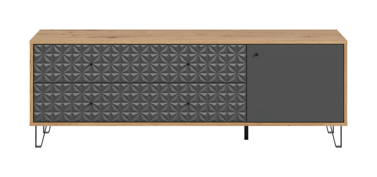 LOWBOARD  in 164/56/40 cm  - Anthrazit/Schwarz, Design, Holzwerkstoff/Kunststoff (164/56/40cm) - Livetastic