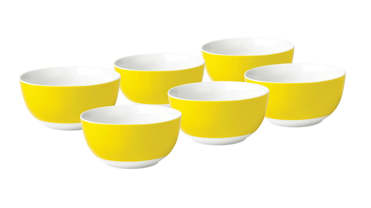 MÜSLISCHALENSET VARIO 6-teilig  - Gelb/Weiß, Basics, Keramik (14/6cm) - Van Well