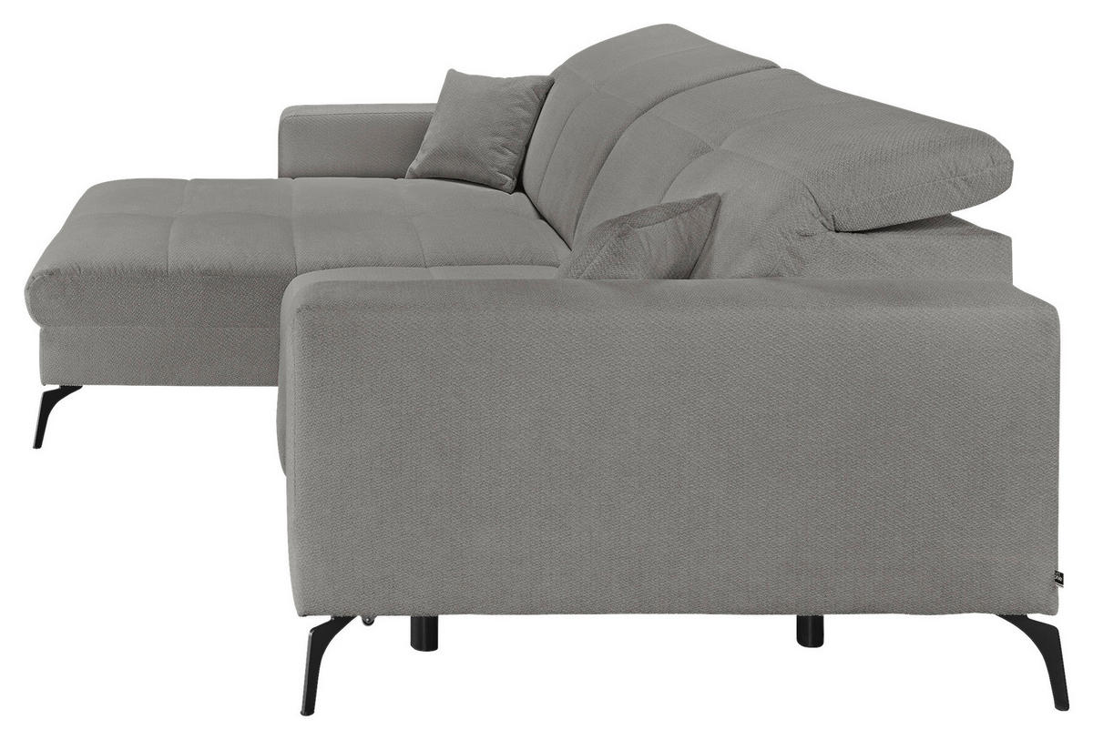 ECKSOFA Grau Webstoff  - Schwarz/Grau, KONVENTIONELL, Textil/Metall (180/285cm) - SetOne by Musterring