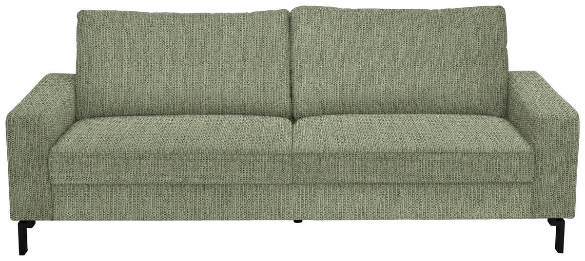 3-SITZER-SOFA Flachgewebe Olivgrün  - Schwarz/Olivgrün, Design, Textil/Metall (218/86/97cm) - Hom`in