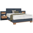 BOXSPRINGBETT 160/200 cm in Eichefarben, Dunkelblau - Eichefarben/Dunkelblau, Natur, Holz/Textil (160/200cm) - Valnatura