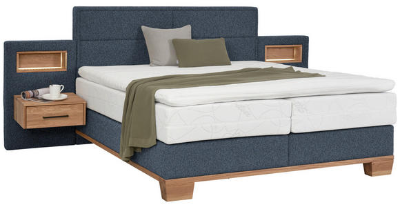 BOXSPRINGBETT 160/200 cm in Eichefarben, Dunkelblau - Eichefarben/Dunkelblau, Natur, Holz/Textil (160/200cm) - Valnatura