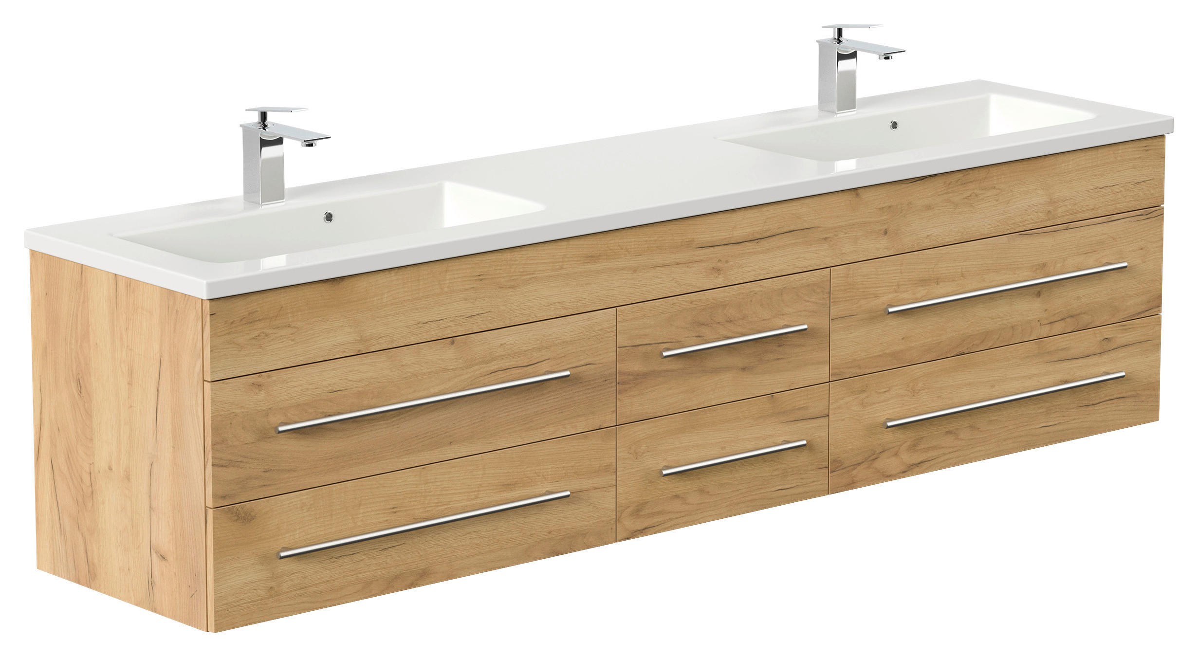 WASCHTISCHKOMBI 200 cm  - Eichefarben/Weiß, Basics, Holzwerkstoff/Stein (200cm) - MID.YOU