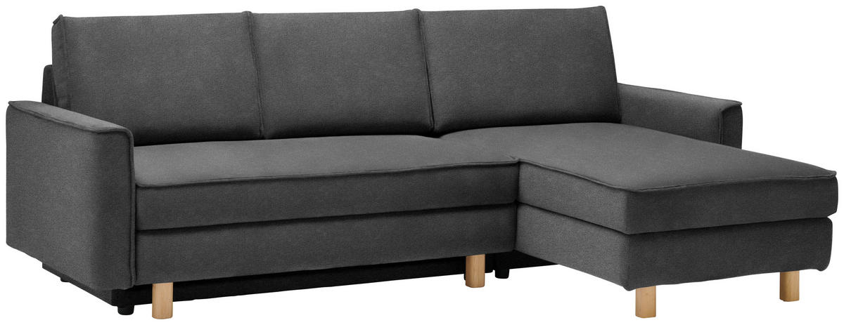 ECKSOFA in Chenille Dunkelgrau  237/155/170 cm  - Eichefarben/Dunkelgrau, KONVENTIONELL, Holz/Textil (237/155/170cm) - Sedda
