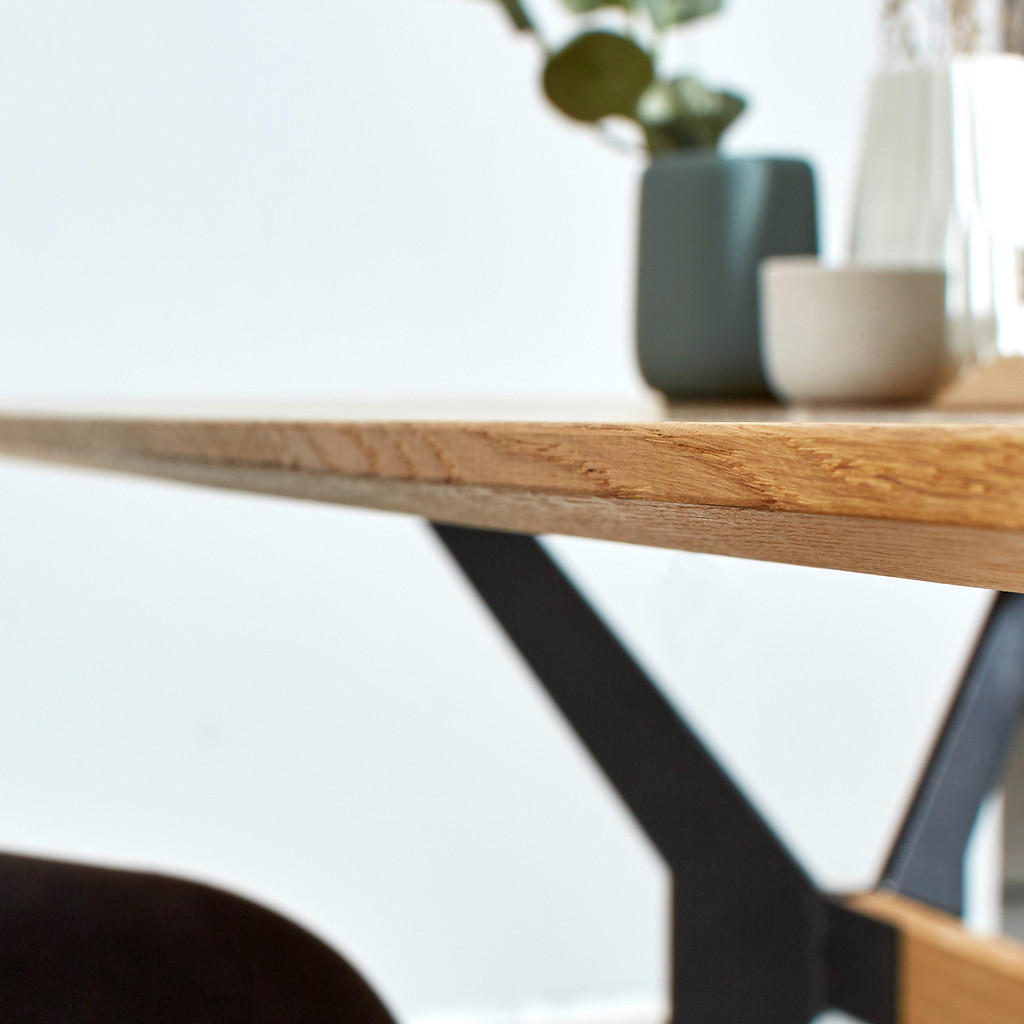 Thumbnail - Linea Natura Esstisch, Schwarz, Eiche, Holz, Metall, Eiche, Hartholz, rechteckig, X-Form, 100x75x220 cm, in verschiedene...