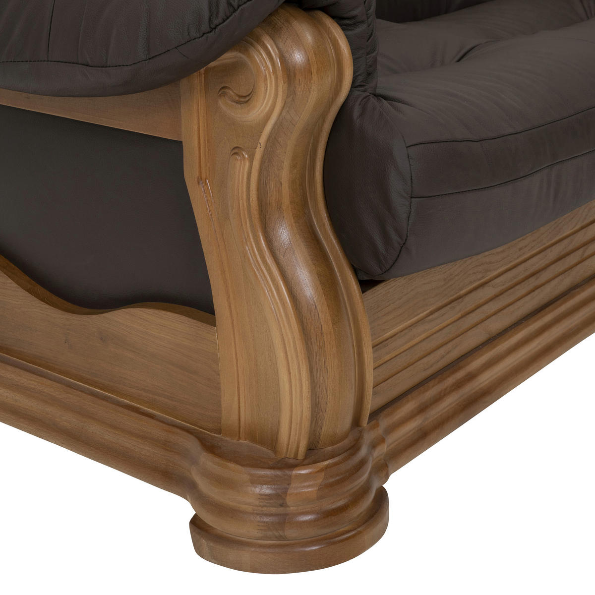 2-SITZER-SOFA in Echtleder Braun  - Eichefarben/Braun, Konventionell, Leder/Holz (144/95/94cm) - Max Winzer