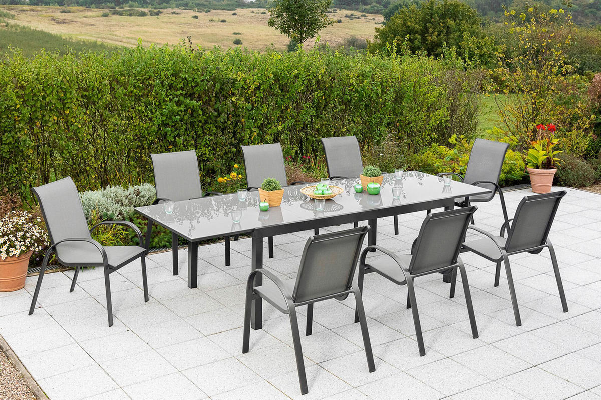 GARTENSET 9-teilig  - Silberfarben/Graphitfarben, MODERN, Textil/Metall - Gardenson