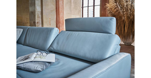 ECKSOFA in Echtleder Hellblau  - Anthrazit/Hellblau, KONVENTIONELL, Leder/Metall (182/324cm) - Ambiente